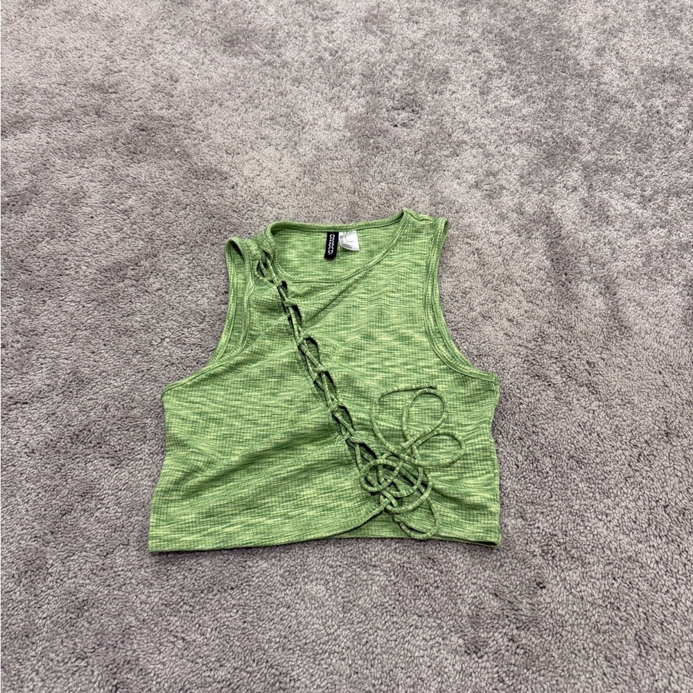 H&M Green Cut-Out Crop Top